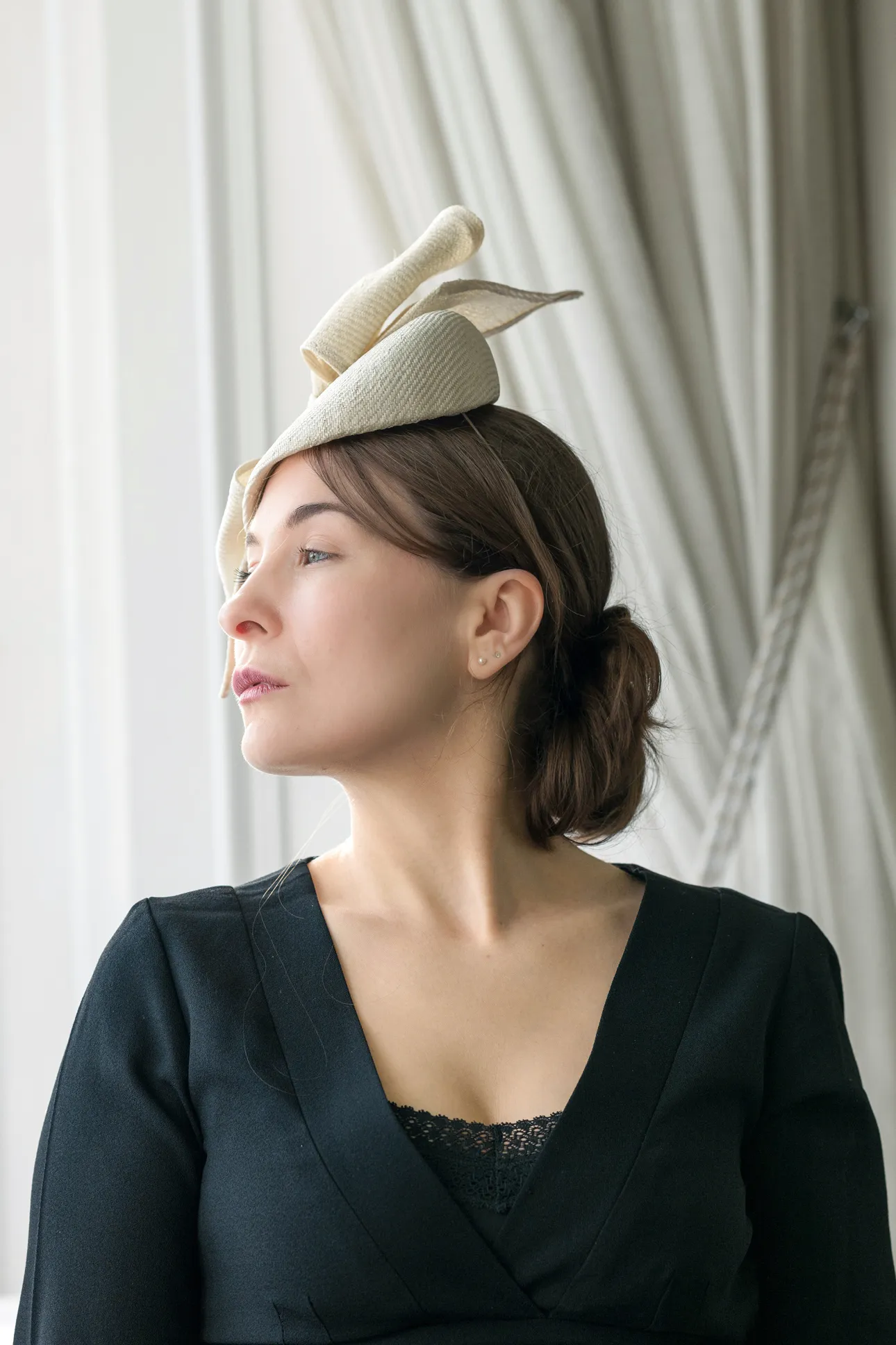 Cream Percher Hat with Bow