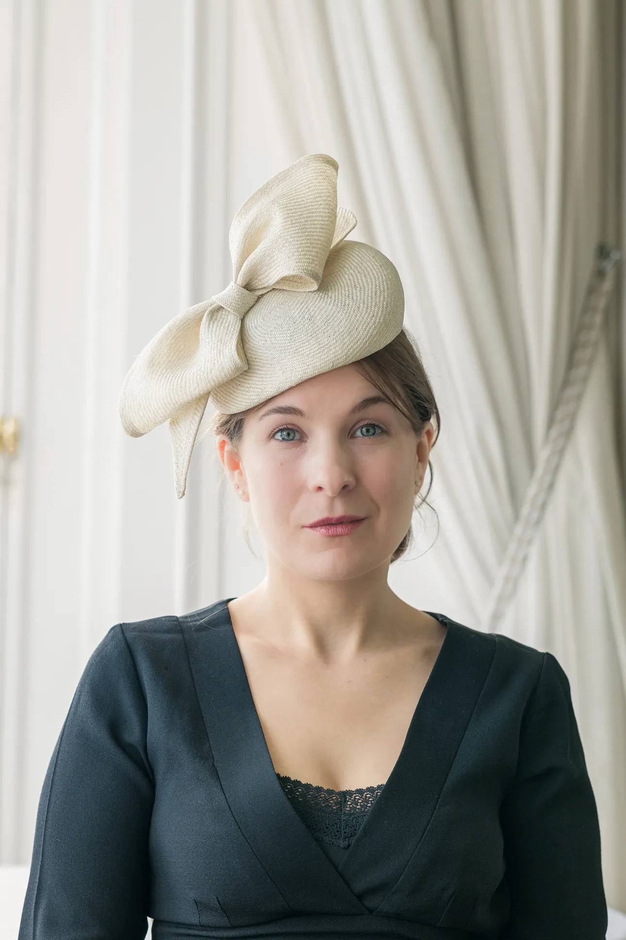 Cream Percher Hat with Bow